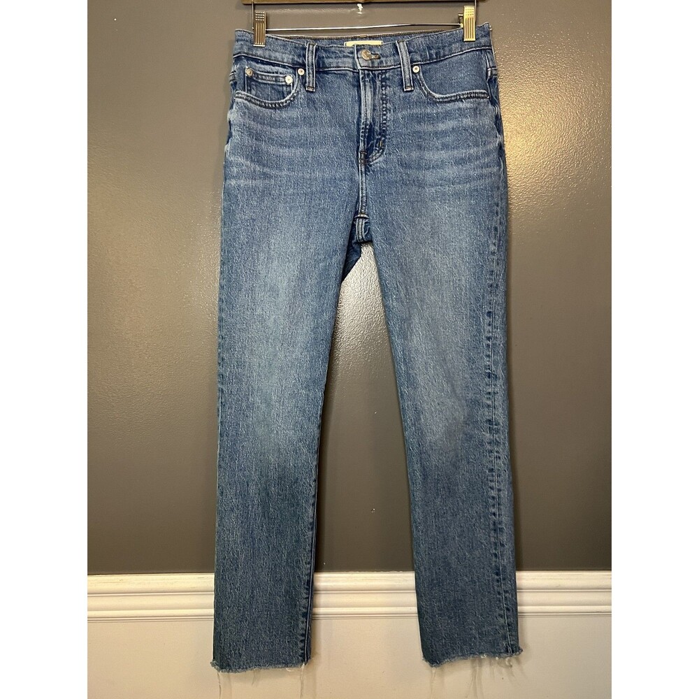 Madewell Jeans Womens 26 Blue Perfect Vintage Straight Raw Hem Stretch Denim - Picture 2 of 9